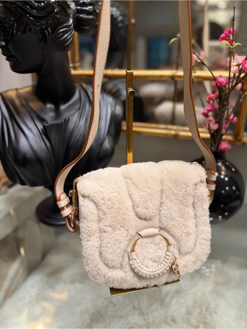 See by Chloe Plush Shearling Crossbody Bag - Cream